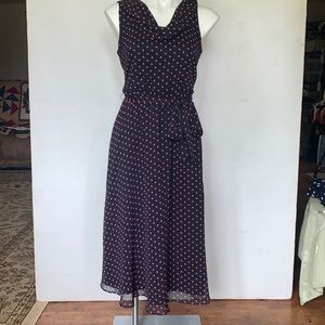 Dressbarn Navy & Coral Pink Polka Dot Dress